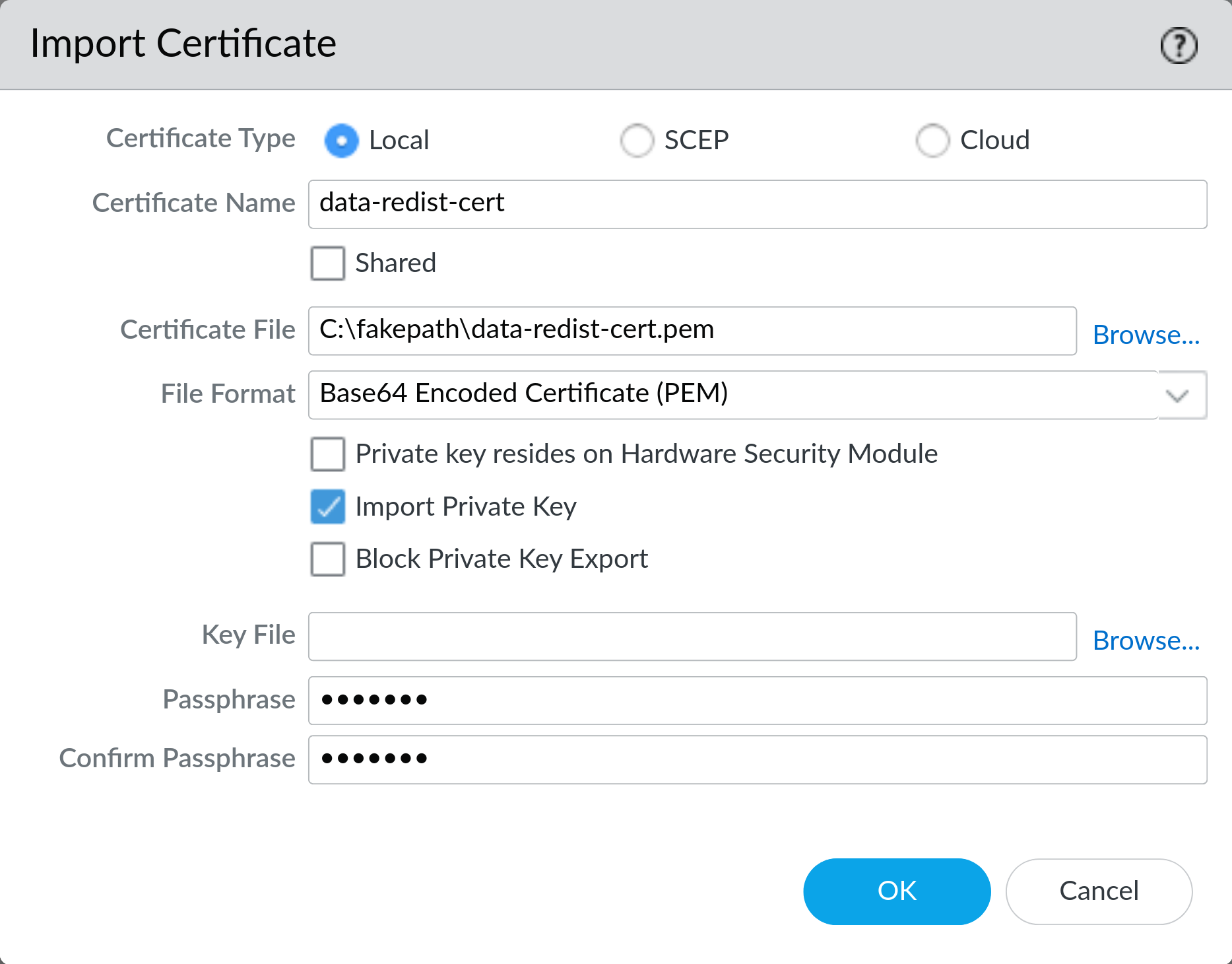 Import the client certificate
